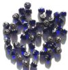50 6mm Triangle Faceted Cobalt, Silver Tipped with Coated Ends